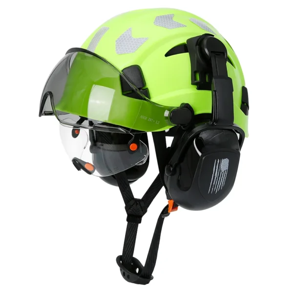 CE Construction Safety Helmet With Visor Built In Goggles Earmuffs Reflective Stickers For Engineer ABS Hard Hat ANSI Industrial - Image 11