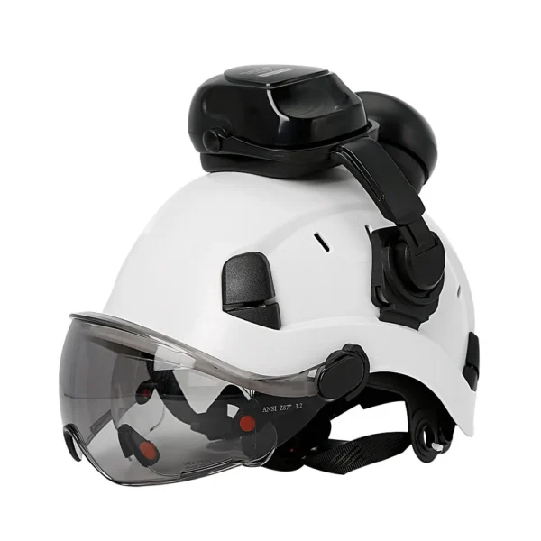 CE Construction Safety Helmet With Visor Built In Goggle Earmuffs For Engineer Hard Hat ANSI Industrial Work Cap Head Protection - Image 6