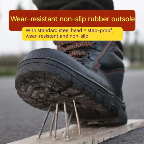 Wear-resisting Men Work Safety Boots Anti-smash Anti-puncture Work Sneakers Waterproof Boots Indestructible Protective Work Boot - Image 4