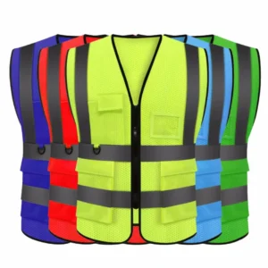 Summer Unisex Safety Vest with Pockets and Zipper Durable Mesh Material Ideal for Construction Outdoor Workers