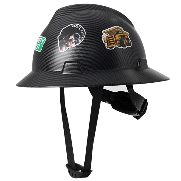 Full Brim Safety Helmet Construction Work Cap Lightweight ABS Protective Hard Hat ANSI Hard Hat w/ 50Pcs Waterproof DIY Stickers - Image 4