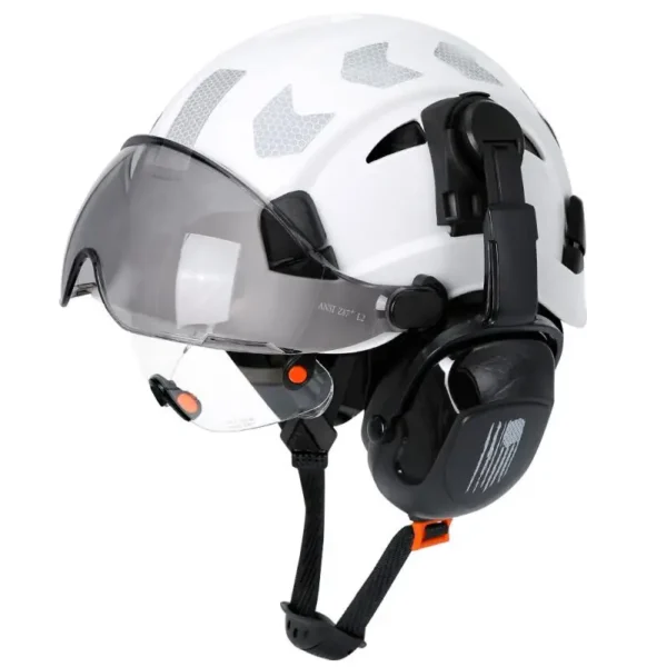 CE Construction Safety Helmet With Visor Built In Goggle Earmuffs For Engineer Hard Hat ANSI Industrial Work Cap Head Protection - Image 14