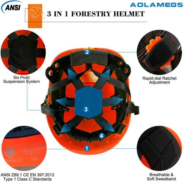 Industrial Forestry Safety Helmet Visor Earmuffs Chainsaw Arborist Logging Hard Hat Goggles CE ABS Construction Working Hard Cap - Image 5