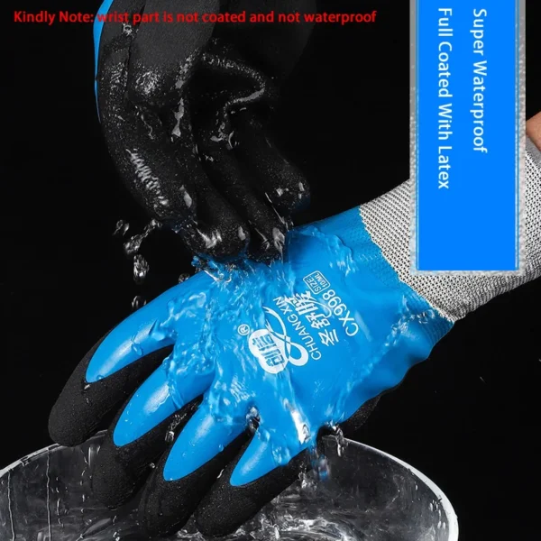 1Pair Winter Waterproof Work Safety Thermal Gloves Anti-Slip Grip Rubber Garden Gloves For Worker Builder Hands Protection - Image 2