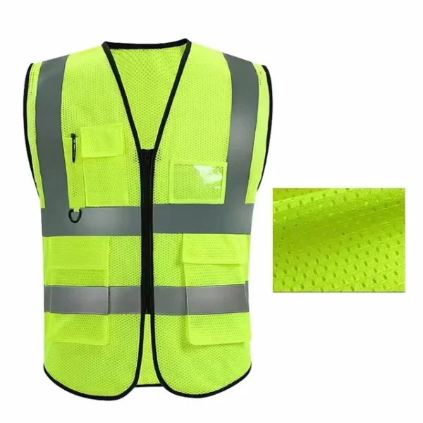 Summer Unisex Safety Vest with Pockets and Zipper Durable Mesh Material Ideal for Construction Outdoor Workers - Image 7