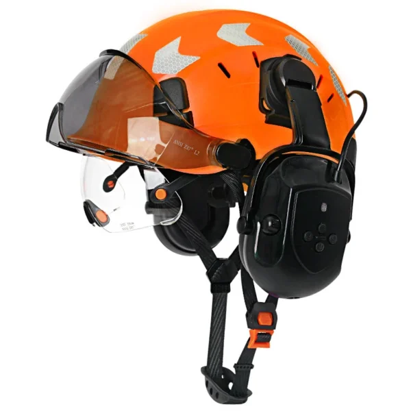 Construction Safety Helmet With Bluetooth 5.0 Noise Reduction Earmuffs For Engineer ABS HardHat with Visors  Industrial Hat ANSI - Image 9