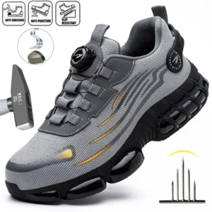 Rotary Buckle Work Safety Shoes For Men and Women Air Soft Sole Lightweight Protective Work Sneakers Men Breathable Boots