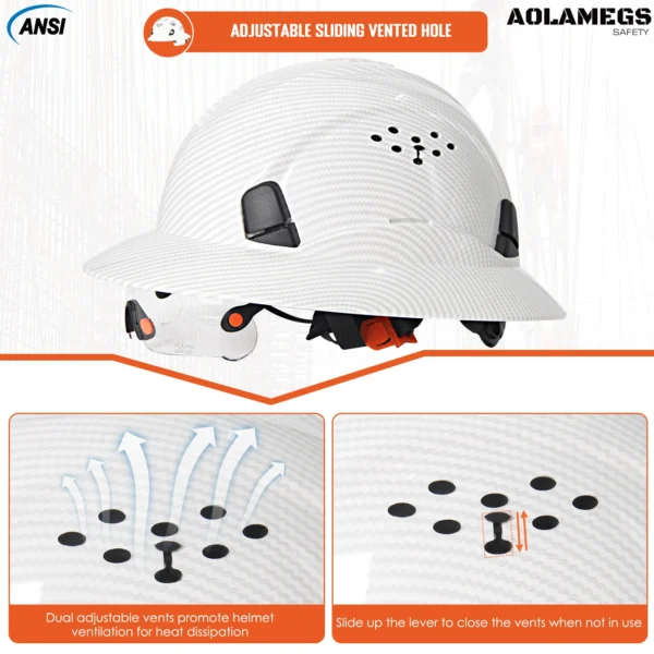 CE Carbon Fiber Full Brim Safety Helmets with Goggles Anti-Collision Construction Hard Hat ANSI Engineer Breathable Work Cap - Image 4