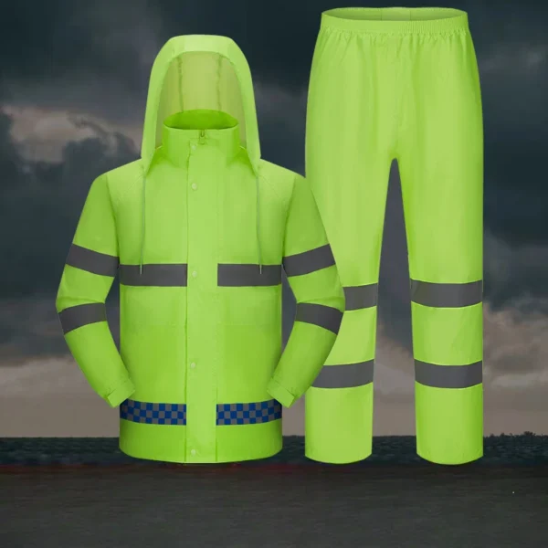 Reflective Raincoat Rainpants Set Traffic Health Patrol Outdoor Mountaineering Split Safety Waterproof Cloak Rain Gear Raincoat - Image 6