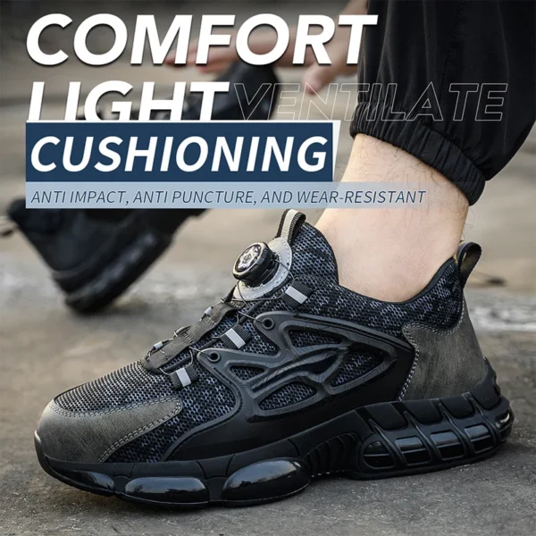 Rotating Button Safety Shoes Men Air Cushion Work Shoes Steel Toe Sneaker Man Puncture Proof Work Safety Boots Protective Shoes - Image 3