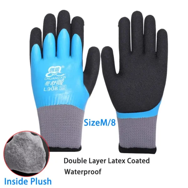 1Pair Winter Waterproof Work Safety Thermal Gloves Anti-Slip Grip Rubber Garden Gloves For Worker Builder Hands Protection - Image 8