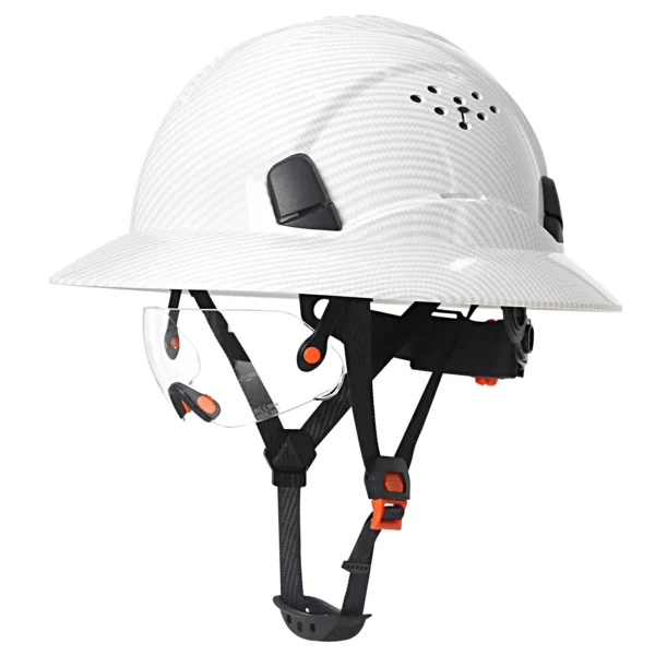 CE Carbon Fiber Full Brim Safety Helmets with Goggles Anti-Collision Construction Hard Hat ANSI Engineer Breathable Work Cap - Image 12