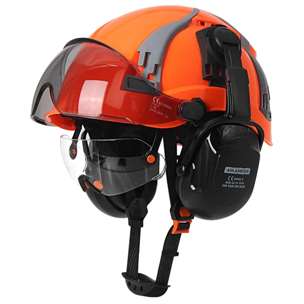 CE Safety Cap w/ Adjustable Vent Slot Visor Built In Goggles Earmuffs ABS Safety Helmet ANSI Construction Engineer Work Hat New - Image 8