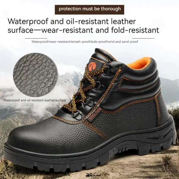 Wear-resisting Men Work Safety Boots Anti-smash Anti-puncture Work Sneakers Waterproof Boots Indestructible Protective Work Boot - Image 2