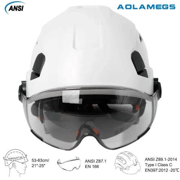 CE Construction Safety Helmet With Visor Built In Goggles For Engineer ABS Hard Hat ANSI Industrial Work Cap Head Protection New - Image 3