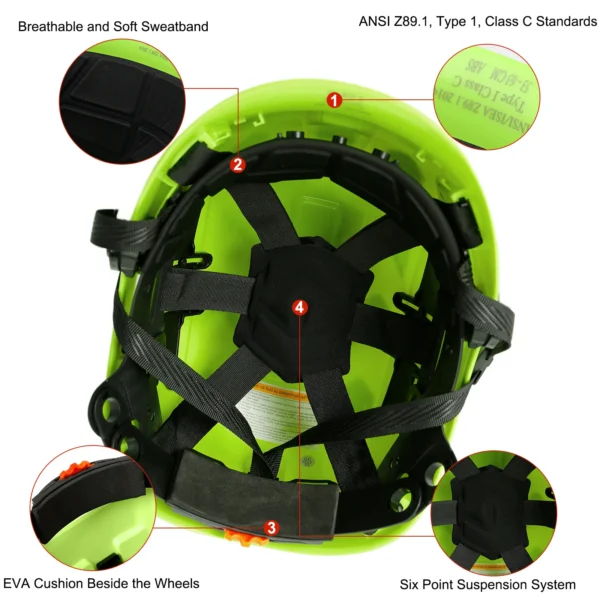 CE Construction Safety Helmet w/ Reflective Stickers Large Holes Breathable Work Hat Climbing Rescue ABS Hard Hat ANSI CR08 Type - Image 5
