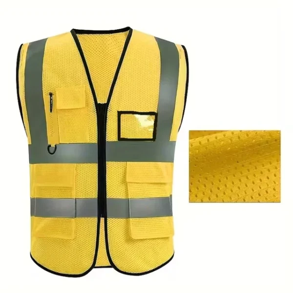 Summer Unisex Safety Vest with Pockets and Zipper Durable Mesh Material Ideal for Construction Outdoor Workers - Image 11