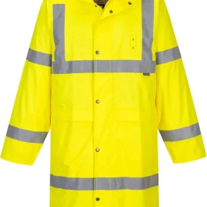 Stormguard UH445 Mens Classic Raincoat Waterproof Hi Vis Reflective Long Rain Jacket ANSI Class3Protective Outerwear Safety Gear