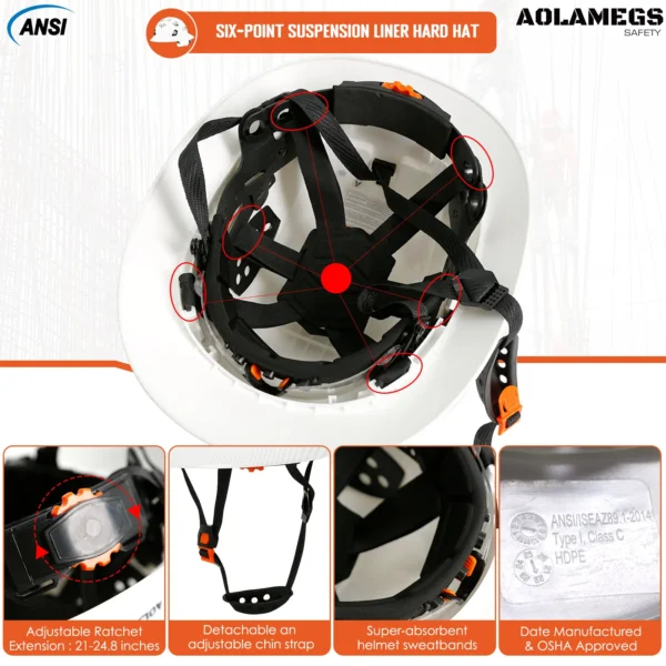 CE Carbon Fiber Full Brim Safety Helmets with Goggles Anti-Collision Construction Hard Hat ANSI Engineer Breathable Work Cap - Image 6