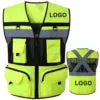 High Visibility Reflective Safety Vest Zippered Work Clothes Fishing Net Multi-Pocket Traffic Construction Night Safety Clothing
