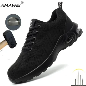 New Men Safety Shoes Anti-smash Anti-puncture Work Shoes Mesh Breathable Lightweight Work Sneakers Indestructible Slip-resistant