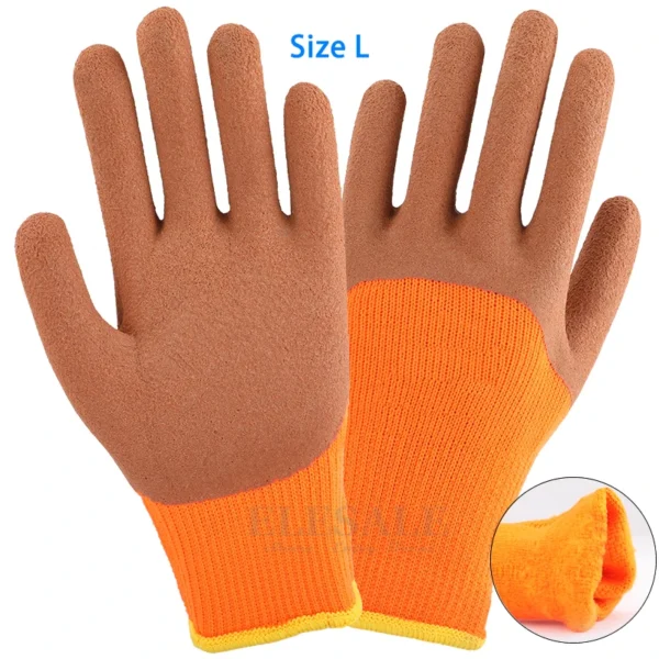 1Pair Winter Waterproof Work Safety Thermal Gloves Anti-Slip Grip Rubber Garden Gloves For Worker Builder Hands Protection - Image 12