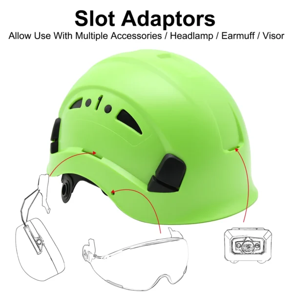 CE Construction Safety Helmet w/ Reflective Stickers Large Holes Breathable Work Hat Climbing Rescue ABS Hard Hat ANSI CR08 Type - Image 3