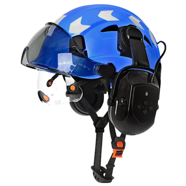 Construction Safety Helmet With Bluetooth 5.0 Noise Reduction Earmuffs For Engineer ABS HardHat with Visors  Industrial Hat ANSI - Image 11