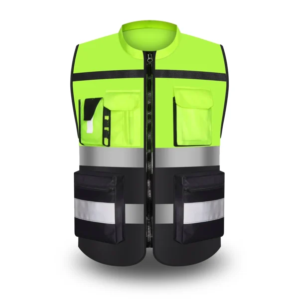 Custom LOGO Safety Vest for Men Work Vest with Pockets and Zipper Safety Construction Two Tone Workwear Vest Volunteer Uniform - Image 12